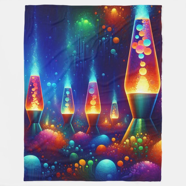 “Underwater Lava Lamp Fantasy” Fleece Blanket (Front)