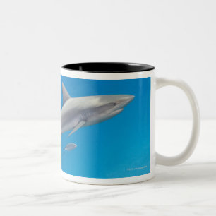 Underwater life: Carcharhinus perezi swimming in Two-Tone Coffee Mug