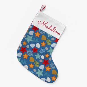 Underwater Life Pattern   Add Your Name Small Christmas Stocking