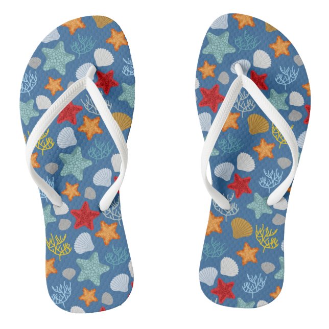 Underwater Life Pattern Flip Flops (Footbed)