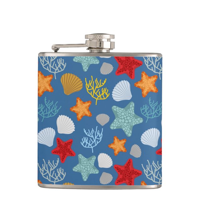 Underwater Life Pattern Hip Flask (Front)