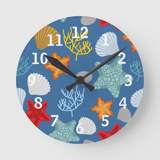 Underwater Life Pattern Round Clock (Front)