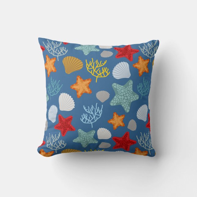 Underwater Life Pattern Throw Pillow (Front)