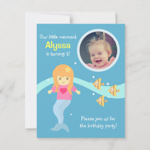 Underwater Little Mermaid Birthday Party Photo Invitation