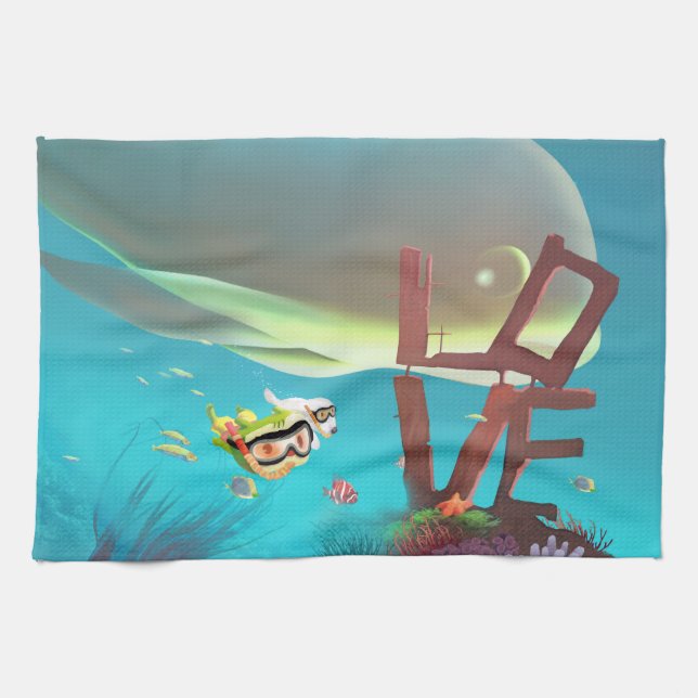 Underwater Love Kitchen Towel (Horizontal)