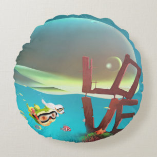 Underwater Love Round Pillow