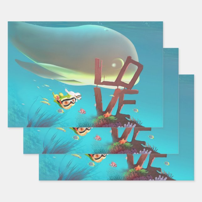 Underwater Love Wrapping Paper Sheet (Set)