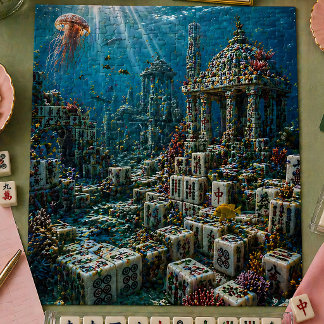 Underwater Mahjong Tile Reef Ocean Coral Fantasy  Jigsaw Puzzle