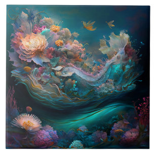 underwater marine life ceramic tile