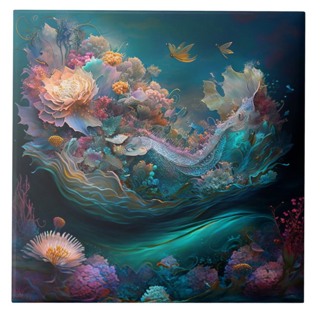 underwater marine life ceramic tile (Front)