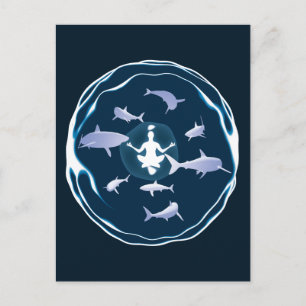 Underwater Meditation Swimming With Sharks Postcard
