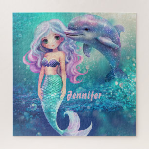 Underwater Mermaid and Dolphin Jigsaw Puzzle