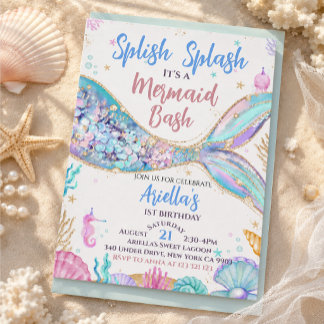 underwater mermaid birthday invitation