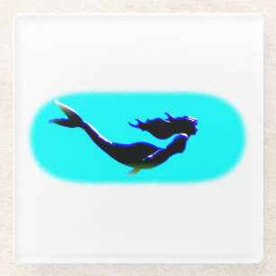 underwater mermaid swimming glass coaster
