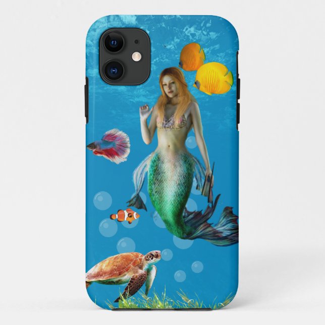 Underwater Mermaid Treasure Hunt Fantasy Blue Case-Mate iPhone Case (Back)