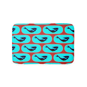 underwater mermaids swimming pattern bath mat