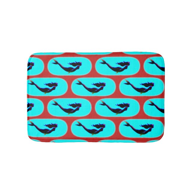underwater mermaids swimming pattern bath mat (Front)