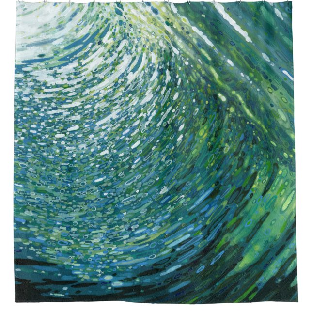 Underwater Movement Nautical Wave Shower Curtain (Front)