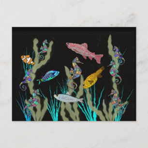 Underwater Neon Fantasy Postcard
