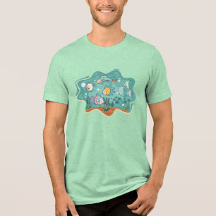 Underwater Ocean Life Cartoon Tri-Blend Shirt