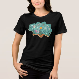 Underwater Ocean Life Cartoon Tri-Blend Shirt