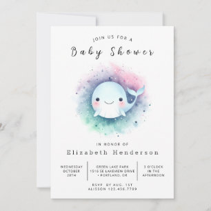Underwater Online Whale Baby Shower Invitation
