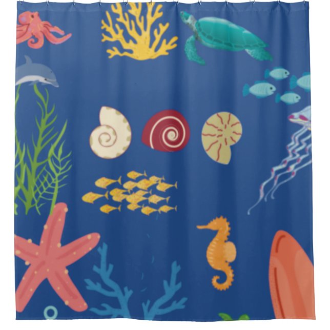 “Underwater Paradise: Sea Creatures curtin (Front)