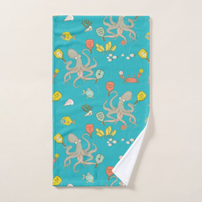Underwater Pickleball turquoise Hand Towel (Hand Towel)