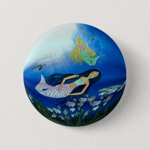Underwater Play (Mermaid) 2 Inch Round Button