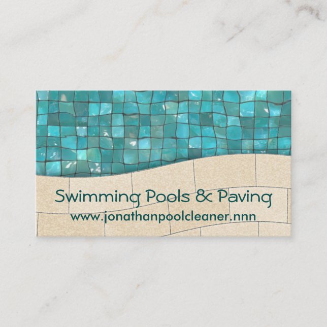 Underwater pool tiles with paving business card (Front)