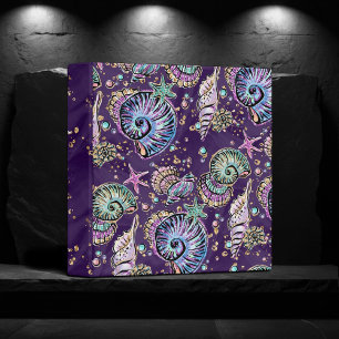 Underwater Purple Luxe   Dark Pastel Gold Sea Life Binder