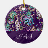 Underwater Purple Luxe | Dark Pastel Gold Sea Life Ceramic Ornament (Front)
