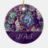 Underwater Purple Luxe | Dark Pastel Gold Sea Life Ceramic Ornament (Back)