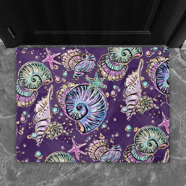 Underwater Purple Luxe | Dark Pastel Gold Sea Life Doormat (Creator Uploaded)