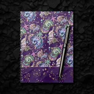 Underwater Purple Luxe Dark Pastel Gold Sea Life Notebook