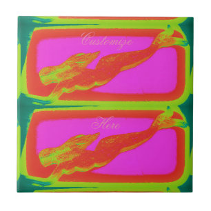 underwater red mermaids swimming tile