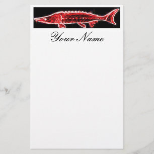 underwater red sturgeon swimming stationery