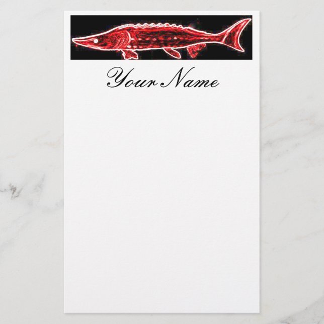 underwater red sturgeon swimming stationery (Front)