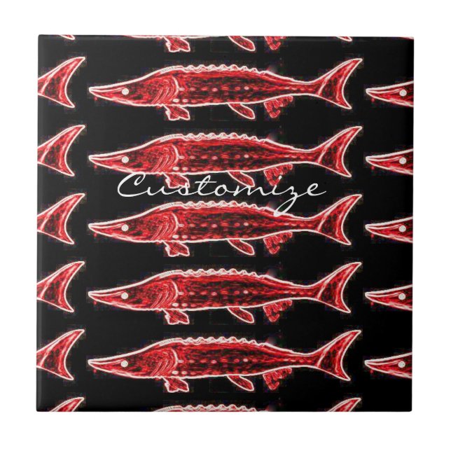 underwater red sturgeons swimming Thunder_Cove Tile (Front)