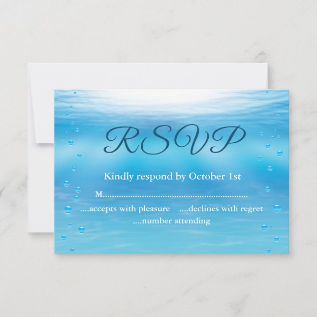 Underwater Sandy Toes Salty Kisses Beach Wedding RSVP Card (Front)