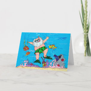 Underwater Santa Christmas Greeting Card