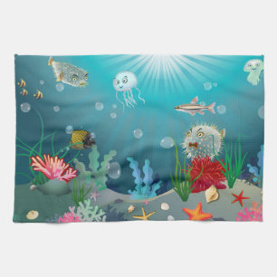 Underwater scene kitchen towel