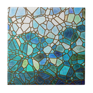 Underwater scene stained glass tile