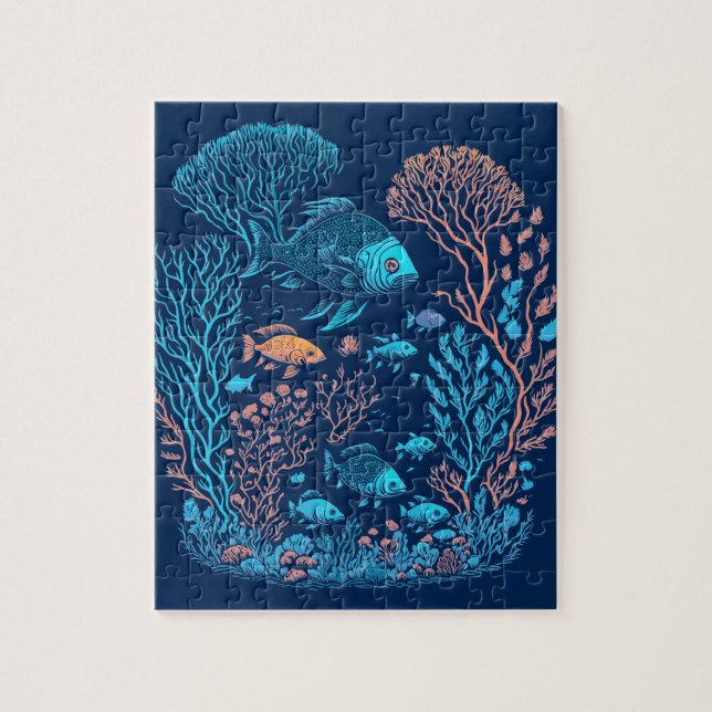 Underwater scenery  colourful fishes and coral ree jigsaw puzzle (Vertical)