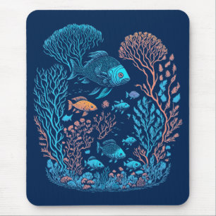 Underwater scenery colourful fishes and coral ree mouse pad