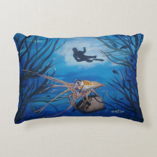 Underwater Scuba Diver Scene Accent Pillow