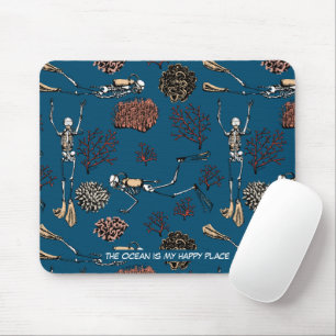 Underwater Scuba Diver The Ocean is my Happy Place Mouse Pad