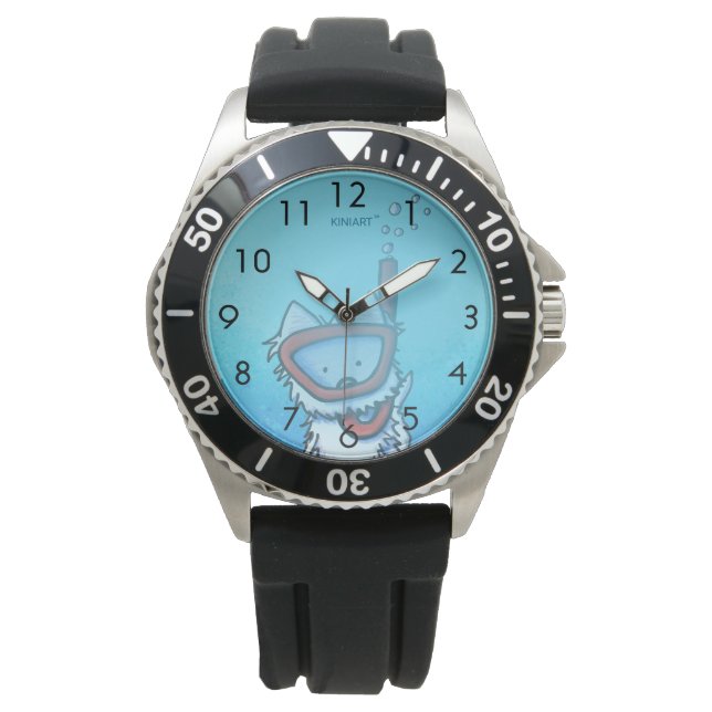 Underwater Scuba Westie Wrist Watch (Front)