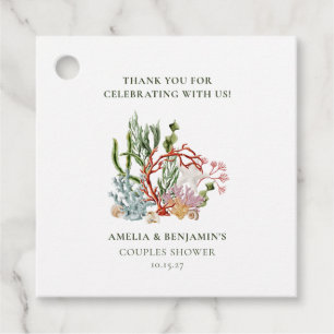 Underwater Sea Coral Shells Couples Shower Favour Tags