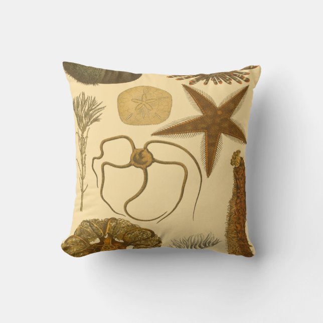 Underwater Sea Creatures Throw Pillow (Front)